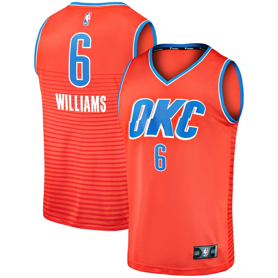 Men's Oklahoma City Thunder Jaylin Williams Fanatics Orange Fast Break Replica Player Jersey - Statement Edition - Puhuasuan
