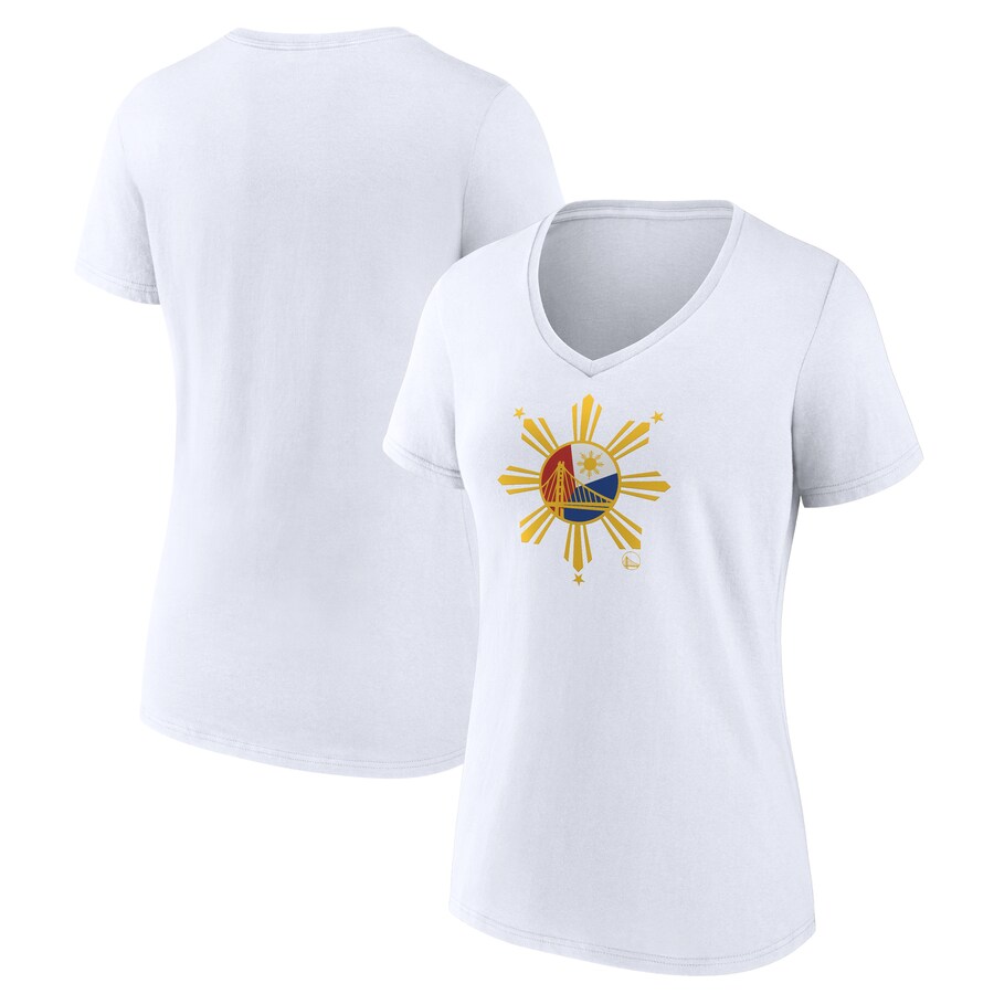 Women's Golden State Warriors  White Heritage V-Neck T-Shirt - Puhuasuan