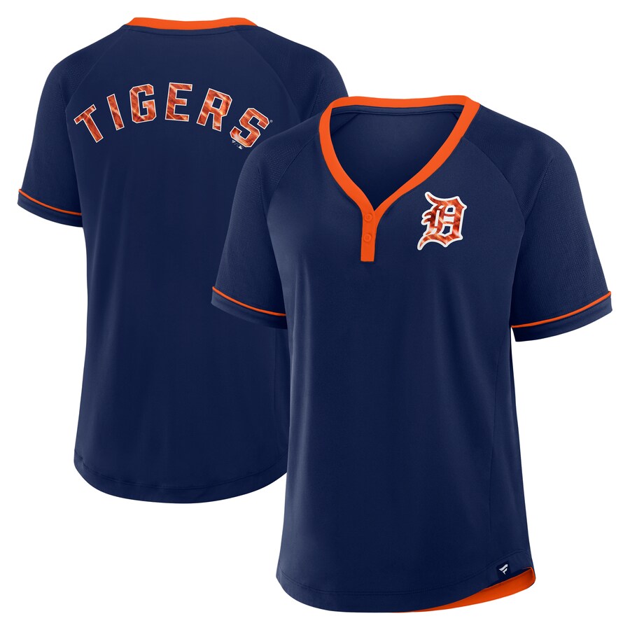 Women's Detroit Tigers Fanatics Navy Cooperstown Collection League Diva V-Neck T-Shirt - Puhuasuan