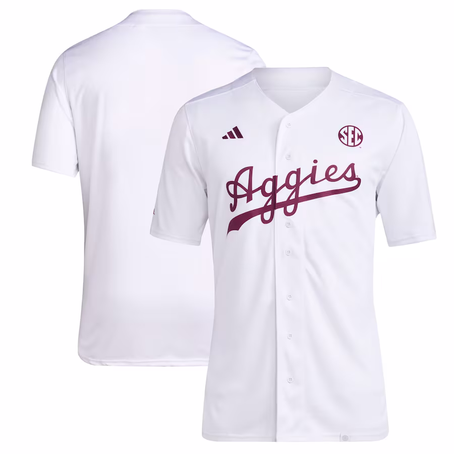 Texas A&M Aggies adidas Team Baseball Jersey - White - Puhuasuan