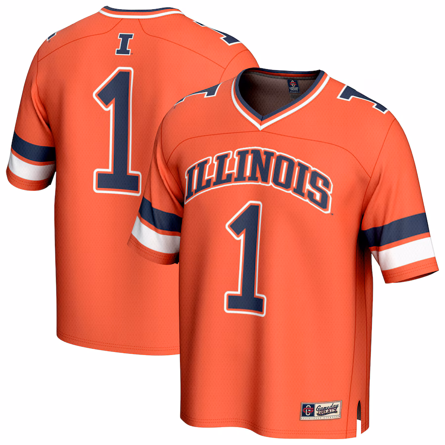 Unisex GameDay Greats #1 Orange Illinois Fighting Illini Collegiate Football Fashion Jersey - Puhuasuan