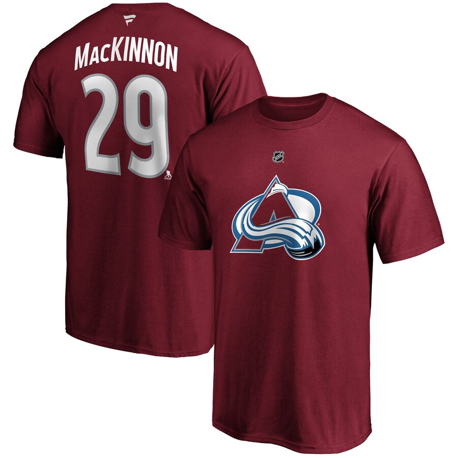 Men's Colorado Avalanche Nathan MacKinnon Fanatics Burgundy Big & Tall Name & Number T-Shirt - Puhuasuan