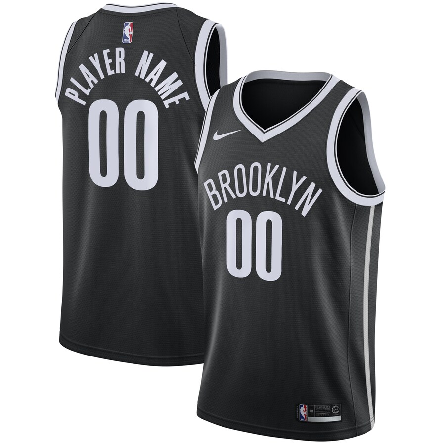 Men's Brooklyn Nets Nike Black Swingman Custom Jersey - Icon Edition - Puhuasuan