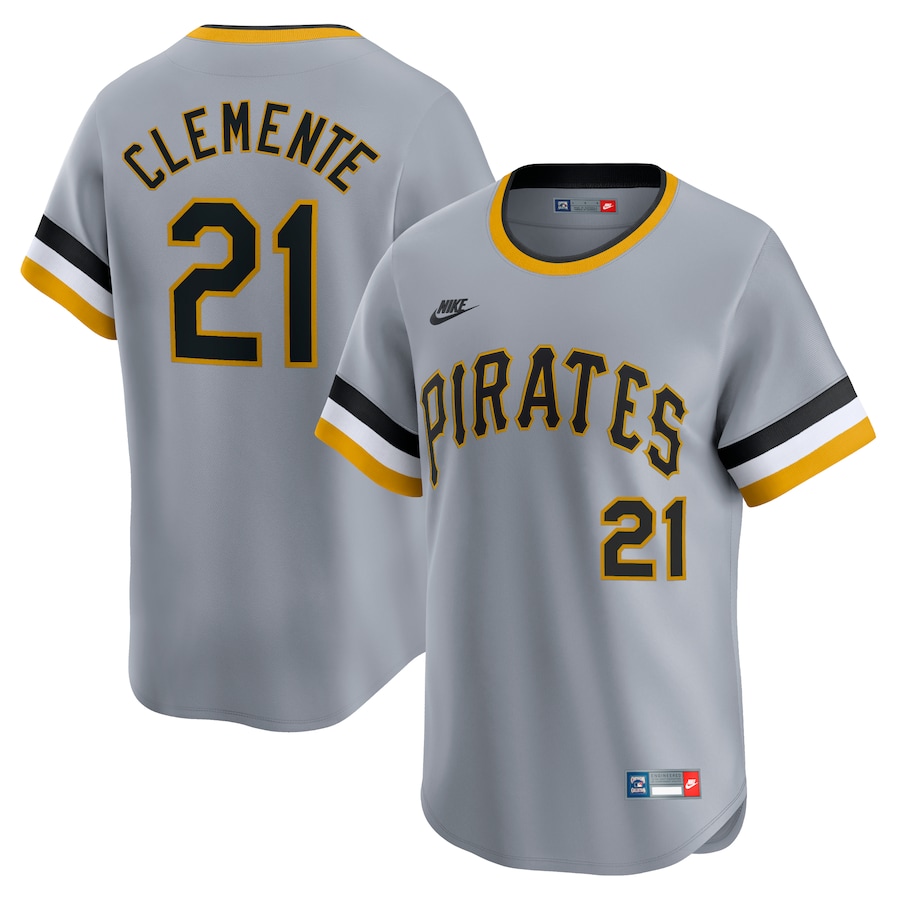 Men's Pittsburgh Pirates Roberto Clemente Nike Gray Throwback Cooperstown Collection Limited Jersey - Puhuasuan