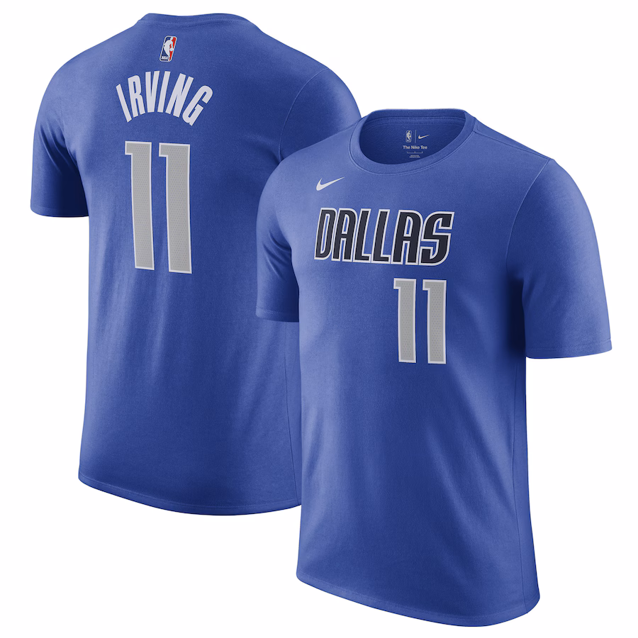 Men's Dallas Mavericks Kyrie Irving Nike Blue Icon Name & Number T-Shirt - Puhuasuan
