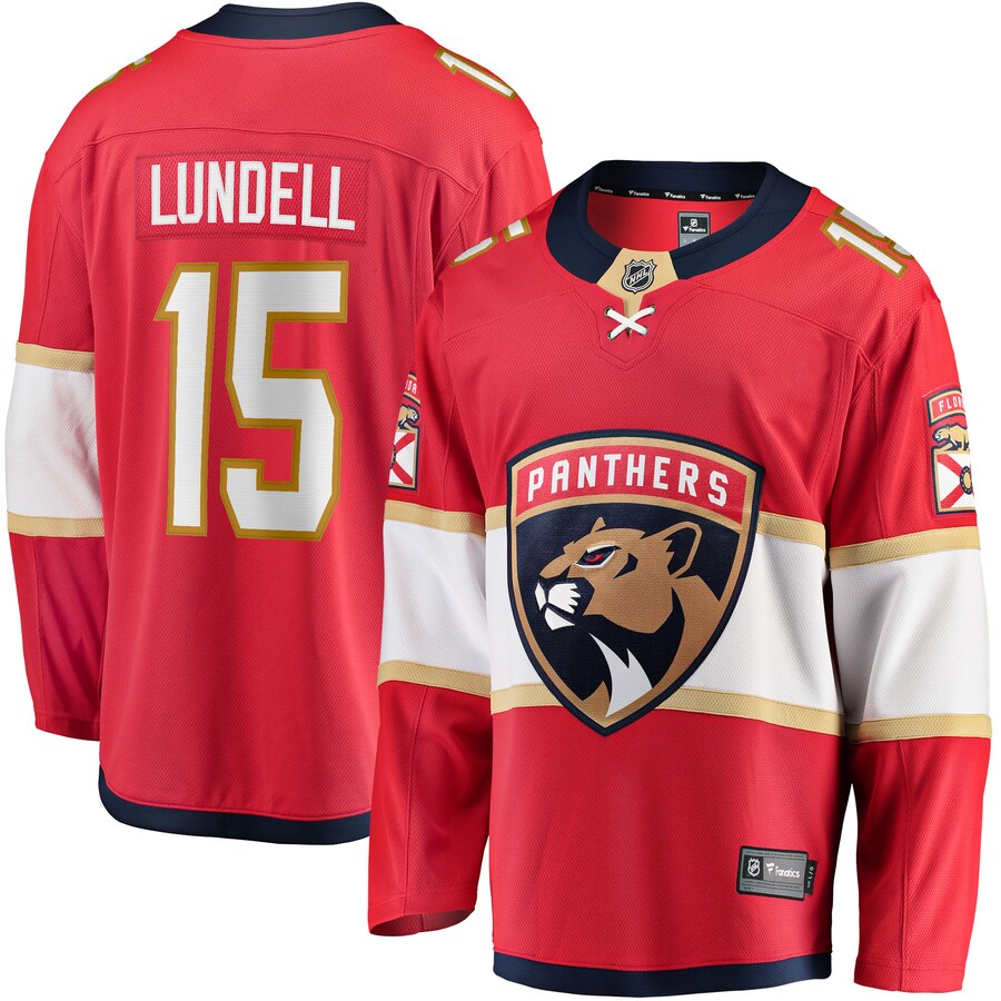 Men's Florida Panthers Anton Lundell Fanatics Branded Red Home Breakaway Player Jersey - Puhuasuan