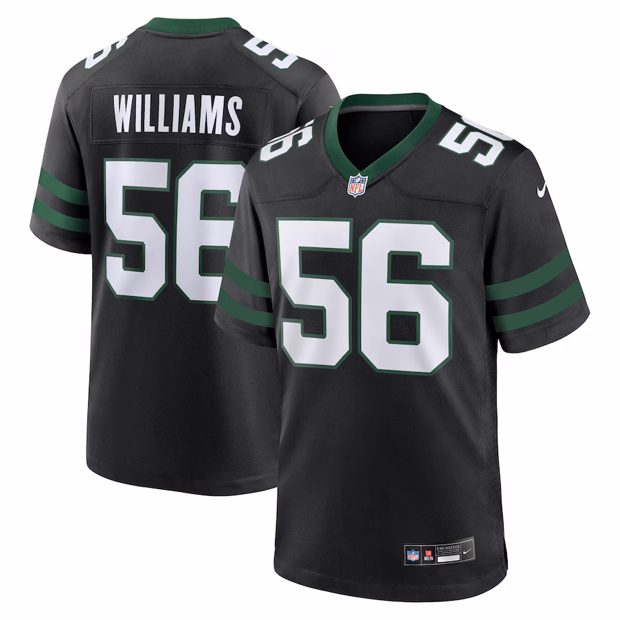 Men's New York Jets Quincy Williams Nike Legacy Black Alternate Game Jersey - Puhuasuan