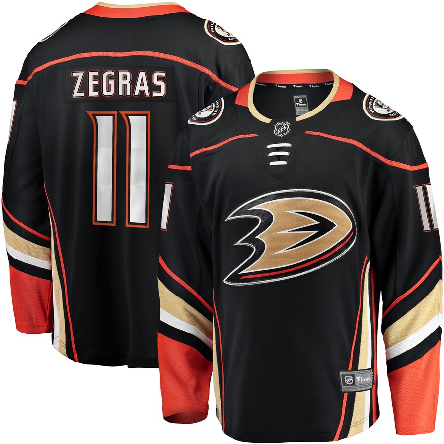 Men's Anaheim Ducks Trevor Zegras Fanatics Branded Black Home Breakaway Player Jersey - Puhuasuan