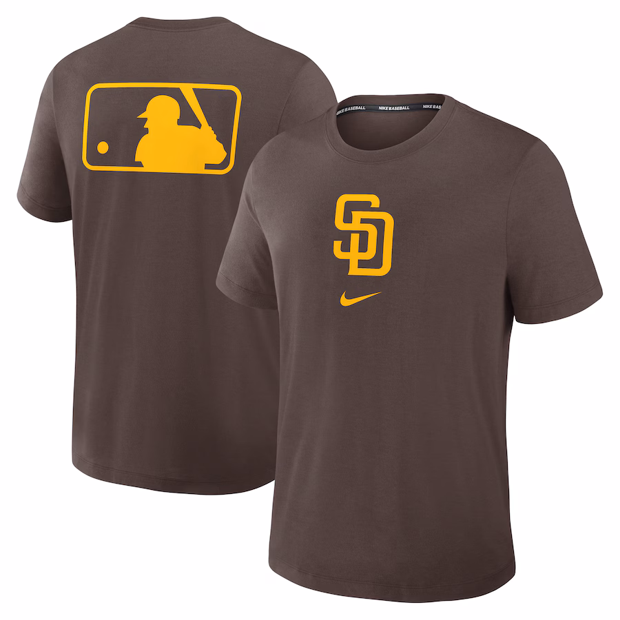 Men's San Diego Padres Nike Brown Authentic Collection Early Work Tri-Blend Performance T-Shirt - Puhuasuan