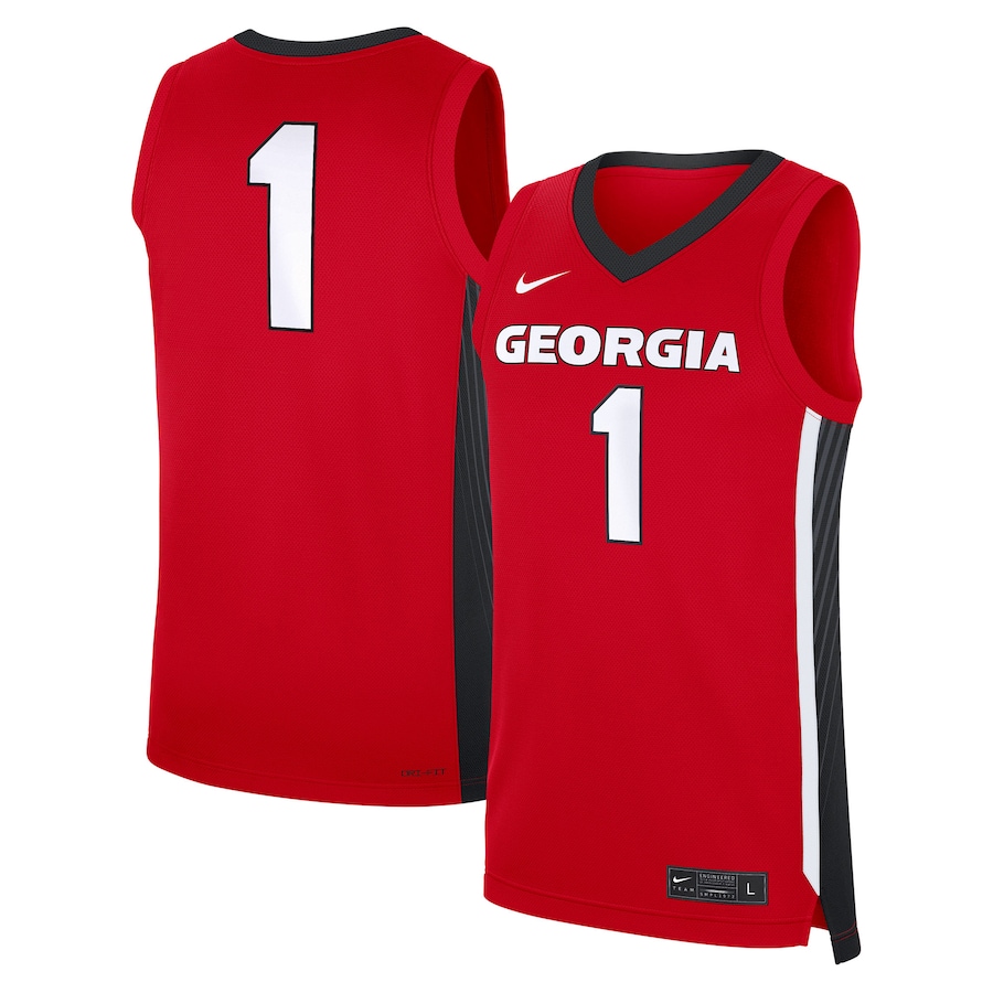 Men's Nike #1 Red Georgia Bulldogs Road Replica Jersey - Puhuasuan
