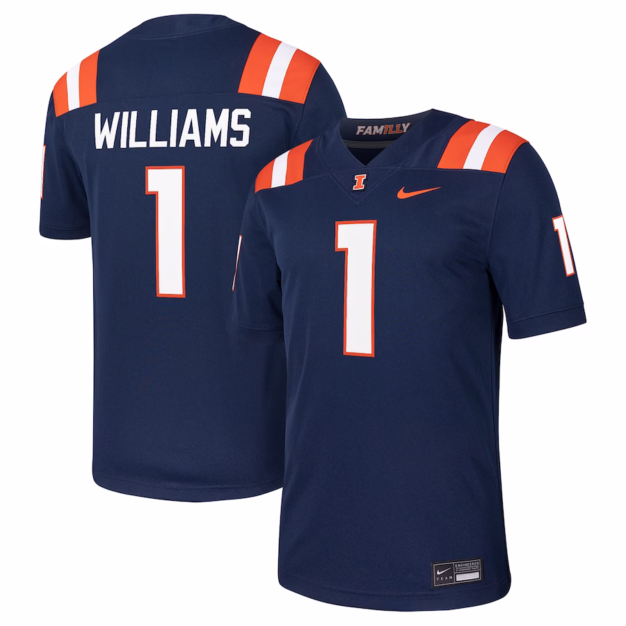 Isaiah Williams Illinois Fighting Illini Nike NIL Football Player Jersey - Navy - Puhuasuan