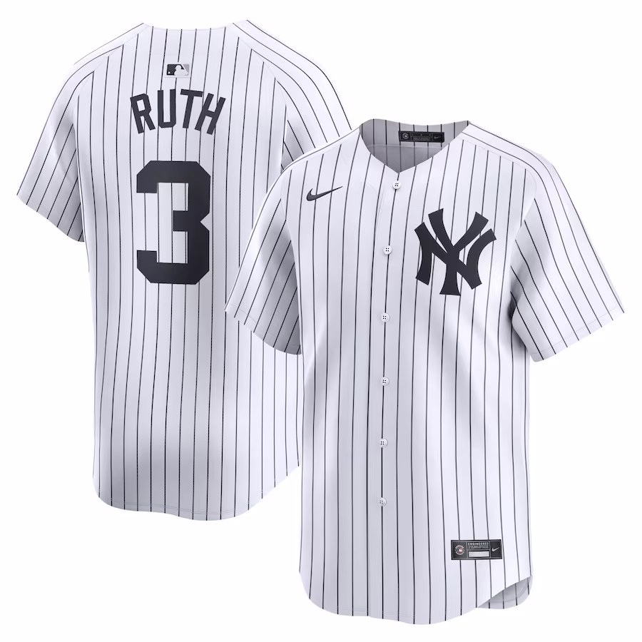 Men's New York Yankees Babe Ruth Nike White Home Limited Player Jersey - Puhuasuan