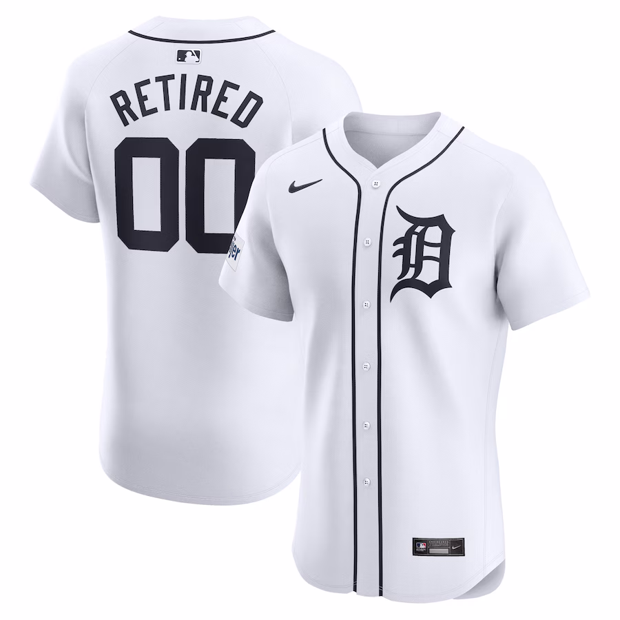 Men's Detroit Tigers Nike White Home Elite Pick-A-Player Retired Roster Patch Jersey - Puhuasuan