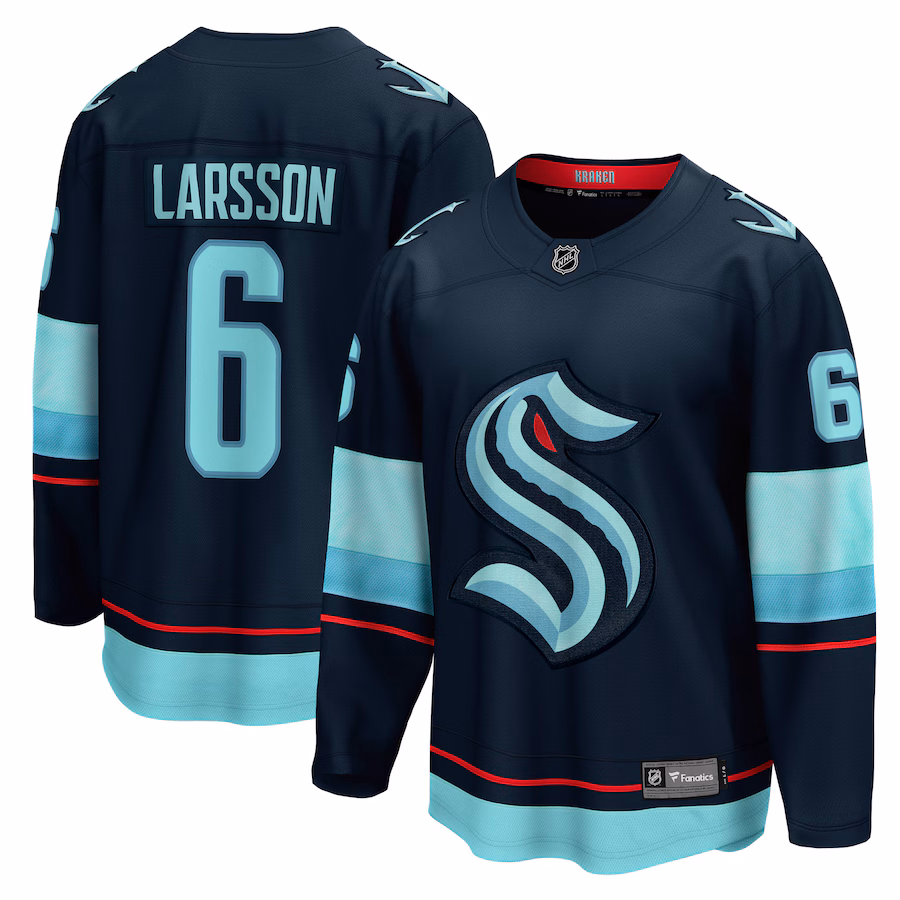 Men's Seattle Kraken Adam Larsson Fanatics Deep Sea Blue Home Breakaway Player Jersey - Puhuasuan