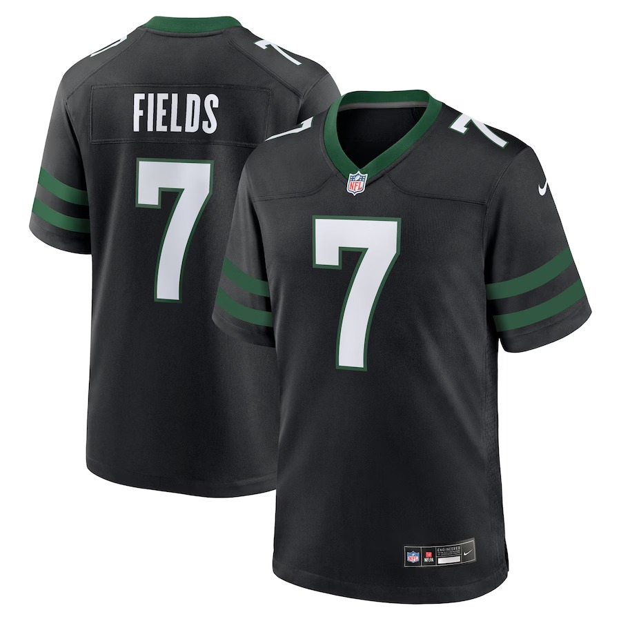 Men's New York Jets Justin Fields Nike Stealth Black Game Jersey - Puhuasuan