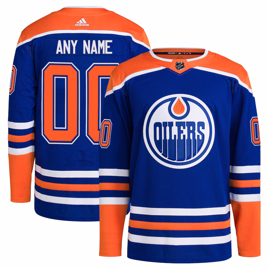 Men's Edmonton Oilers adidas Royal Home Primegreen Authentic Custom Jersey - Puhuasuan
