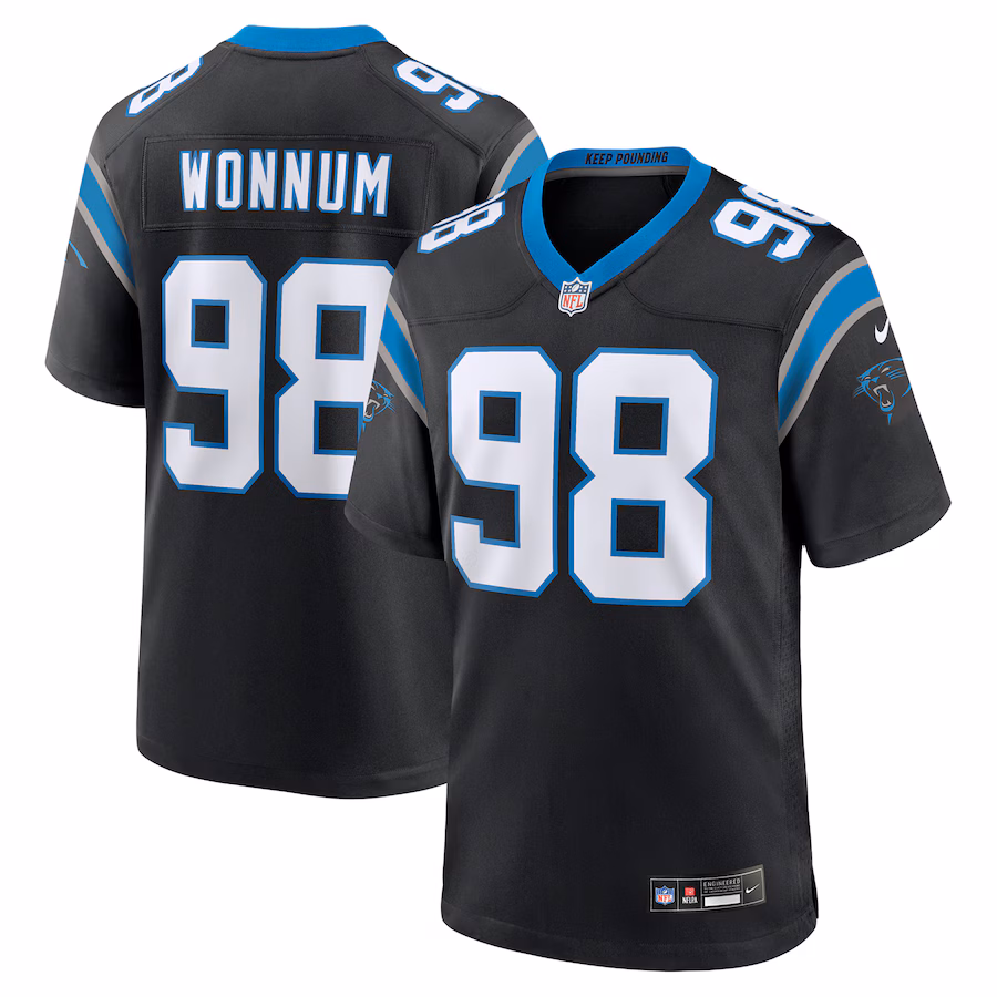 Men's Carolina Panthers D.J. Wonnum Nike Black Game Jersey - Puhuasuan