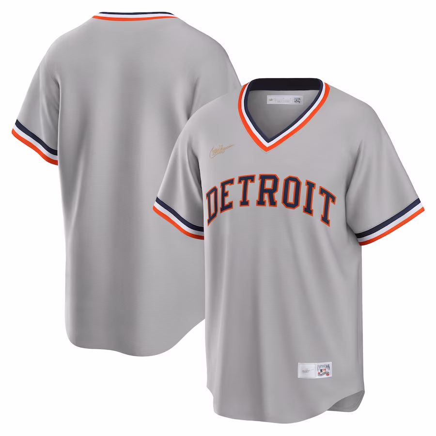 Men's Detroit Tigers Nike Gray Road Cooperstown Collection Team Jersey - Puhuasuan