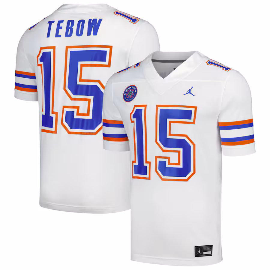 Men's Jordan Brand Tim Tebow White Florida Gators Ring of Honor Untouchable Replica Jersey - Puhuasuan