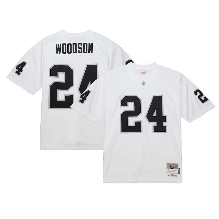 Men's Las Vegas Raiders Charles Woodson Mitchell & Ness White Legacy Replica Jersey - Puhuasuan