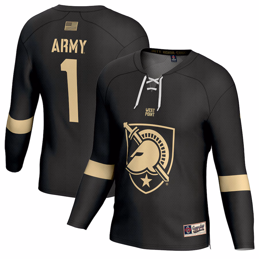 #1 Army Black Knights GameDay Greats Youth Ice Hockey Fashion Jersey - Black - Puhuasuan