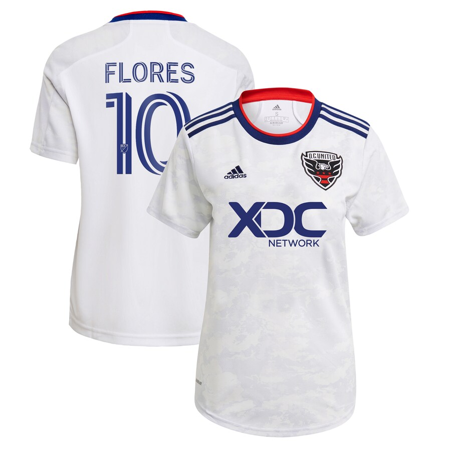 Women's D.C. United Edison Flores adidas White 2022 The Marble Replica Player Jersey - Puhuasuan