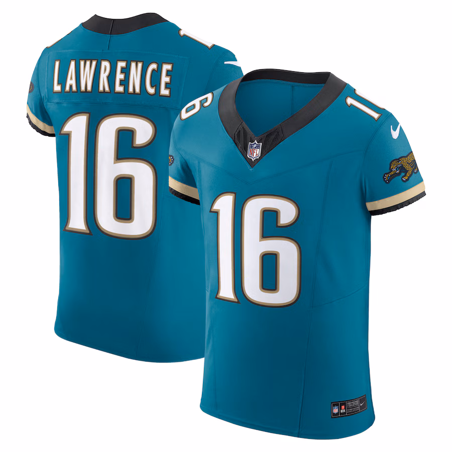 Men's Jacksonville Jaguars Trevor Lawrence Nike Teal Prowler Throwback Vapor F.U.S.E. Elite Jersey - Puhuasuan