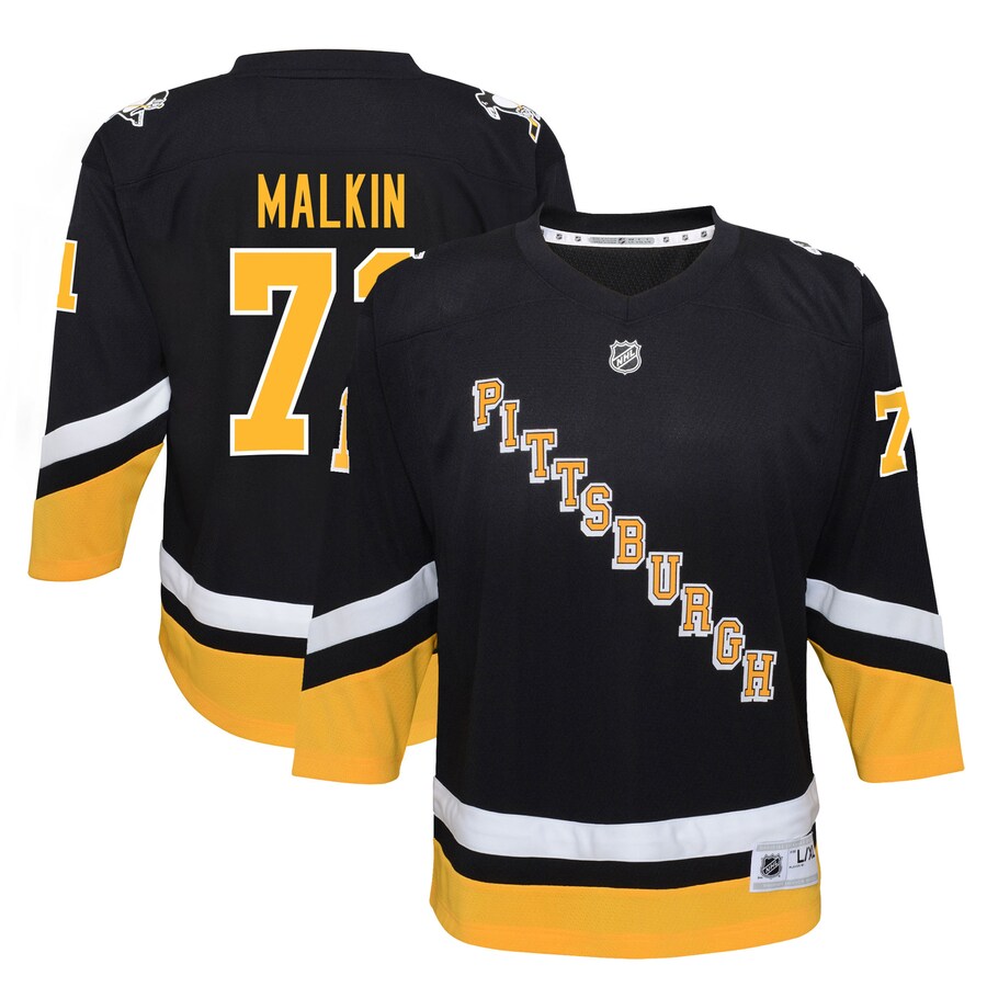 Youth Pittsburgh Penguins Evgeni Malkin Black 2021/22 Alternate Replica Player Jersey - Puhuasuan