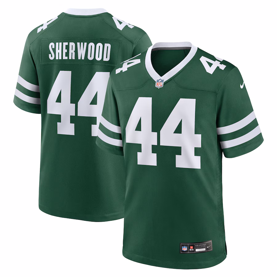 Men's New York Jets Jamien Sherwood Nike Legacy Green Team Game Jersey - Puhuasuan