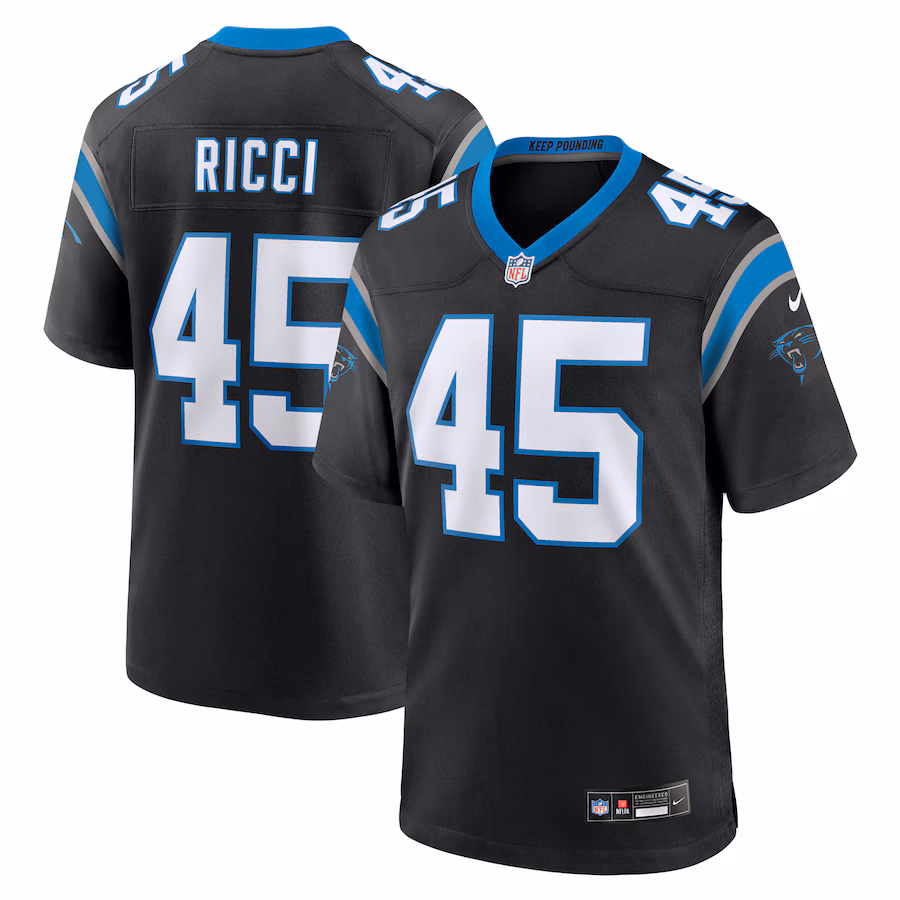 Men's Carolina Panthers Giovanni Ricci Nike Black Team Game Jersey - Puhuasuan