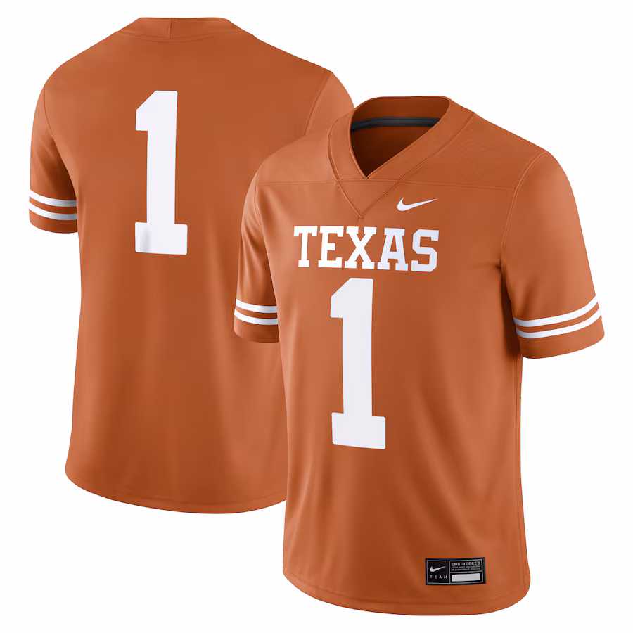 Men's Nike #1 Texas Orange Texas Longhorns Game Jersey - Puhuasuan
