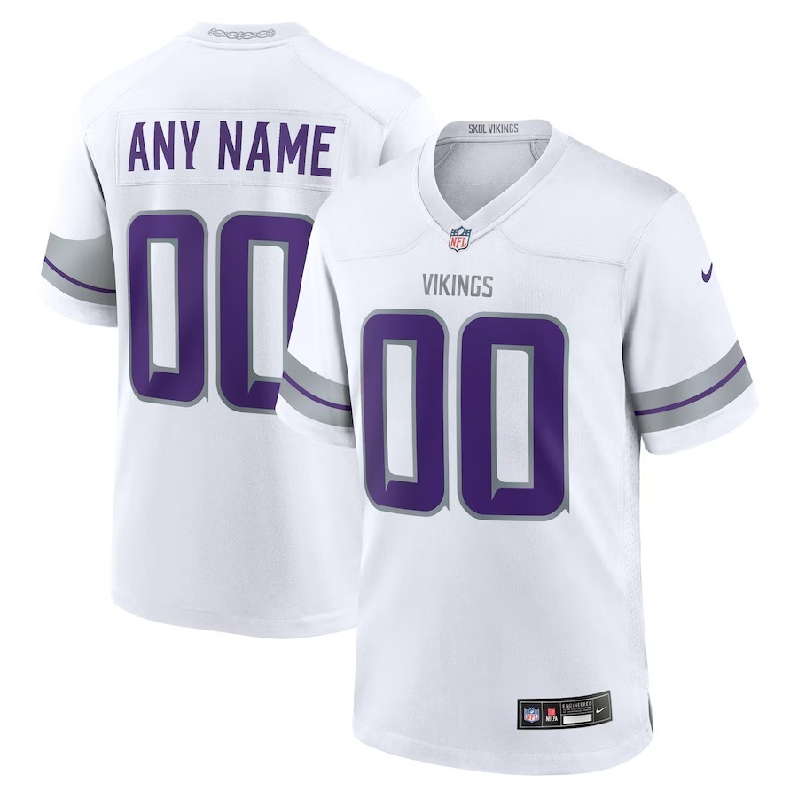 Men's Minnesota Vikings Nike White Alternate Custom Game Jersey - Puhuasuan