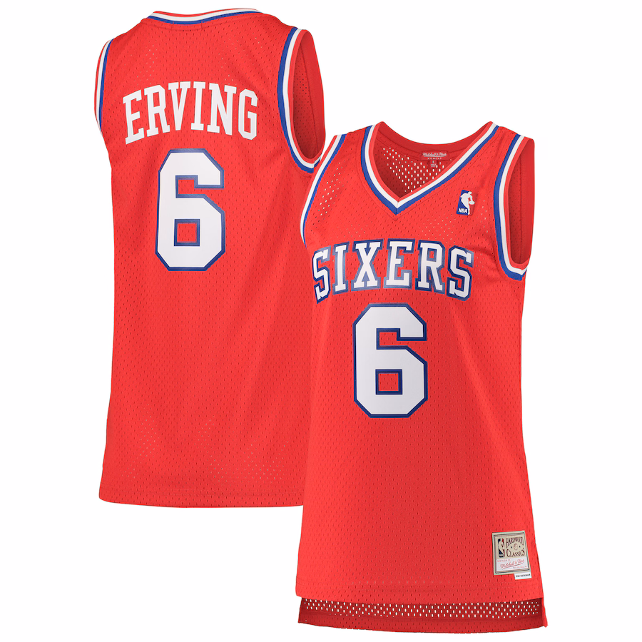 Women's Philadelphia 76ers Julius Erving Mitchell & Ness Red 1982/83 Hardwood Classics Swingman Jersey - Puhuasuan