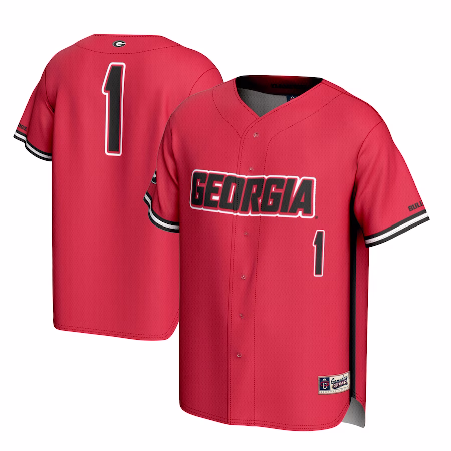 #1 Georgia Bulldogs GameDay Greats Lightweight Baseball Jersey - Red - Puhuasuan