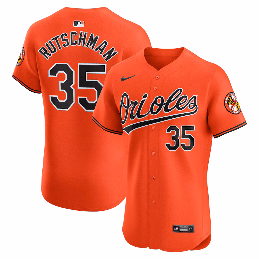 Men's Baltimore Orioles Adley Rutschman Nike Orange Alternate Elite Player Jersey - Puhuasuan