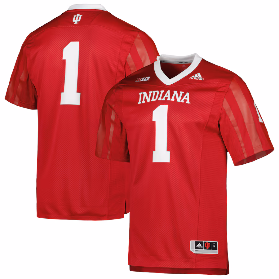 #1 Indiana Hoosiers adidas Team Premier Football Jersey - Crimson - Puhuasuan