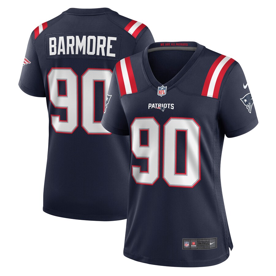 Women's New England Patriots Christian Barmore Nike Navy Player Game Jersey - Puhuasuan