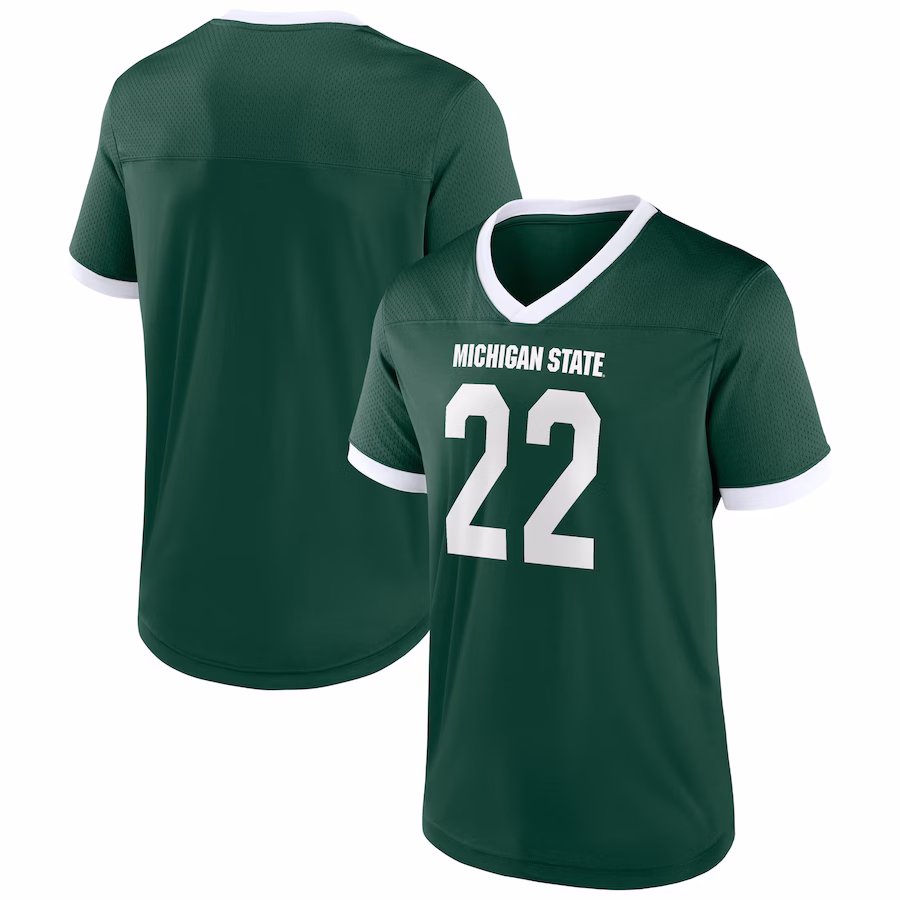 Men's Green Michigan State Spartans The Cut Football Jersey - Puhuasuan