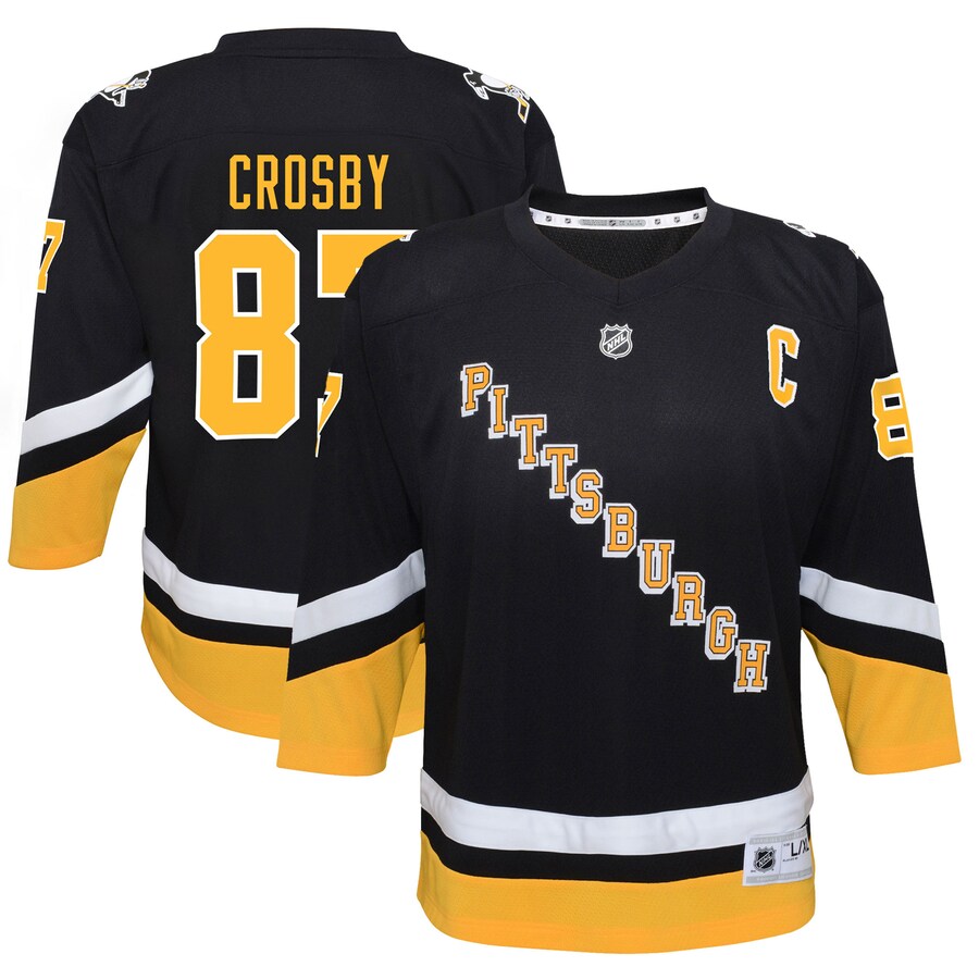 Youth Pittsburgh Penguins Sidney Crosby Black 2021/22 Alternate Replica Player Jersey - Puhuasuan