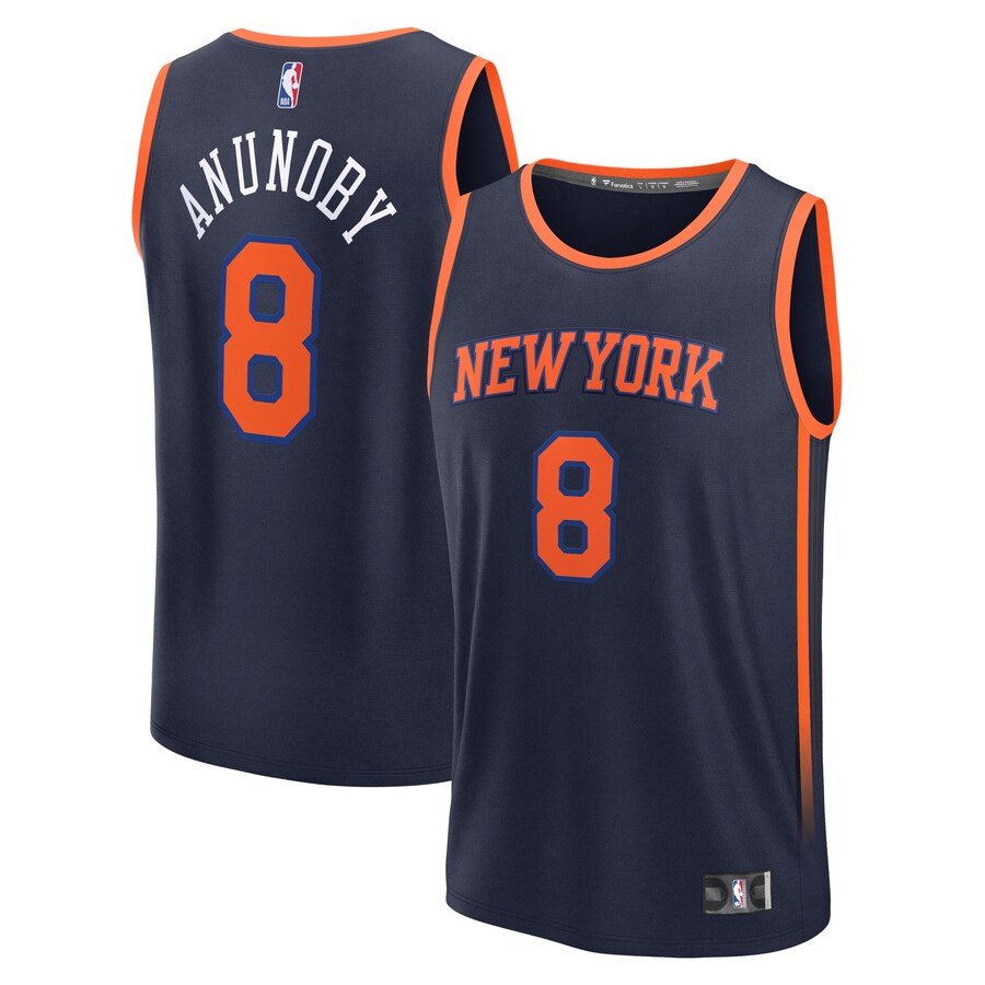 Men's New York Knicks OG Anunoby Fanatics Navy Fast Break Player Jersey - Statement Edition - Puhuasuan