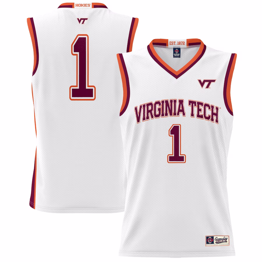 #1 Virginia Tech Hokies GameDay Greats Unisex Lightweight Basketball Jersey - White - Puhuasuan