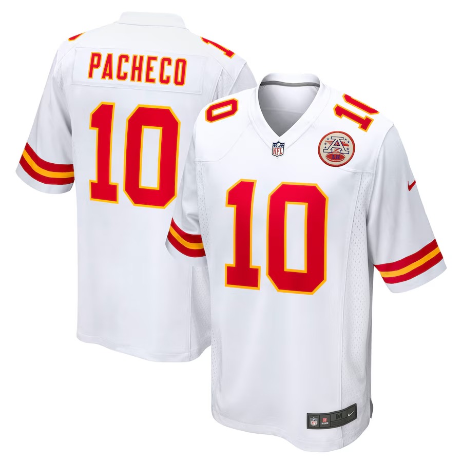 Men's Kansas City Chiefs Isiah Pacheco Nike White Away Game Player Jersey - Puhuasuan