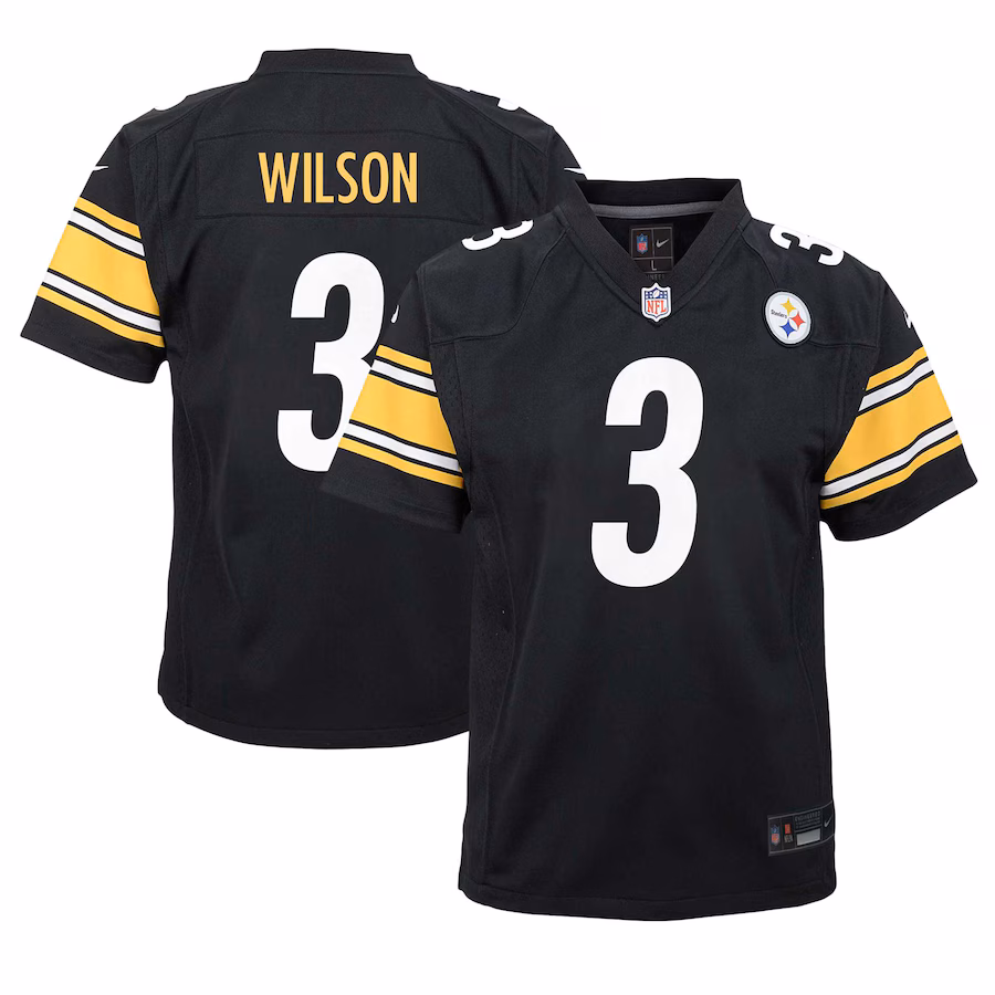 Youth Pittsburgh Steelers Russell Wilson Nike Black Team Player Game Jersey - Puhuasuan