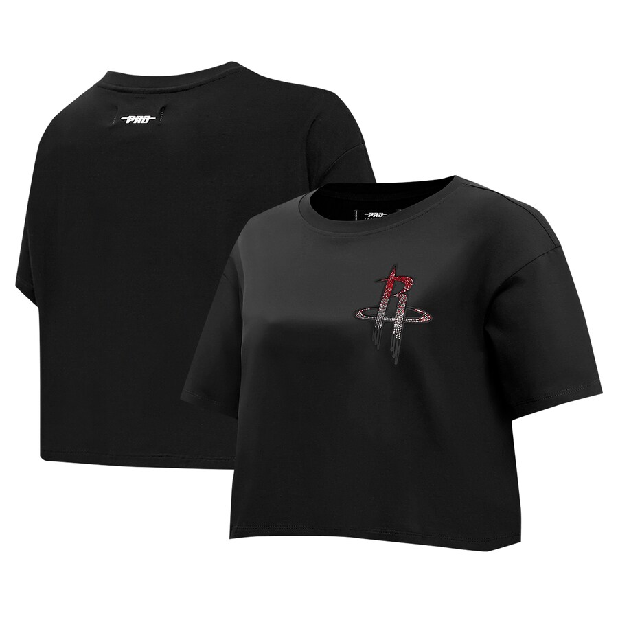 Women's Houston Rockets Pro Standard Black Jewels Boxy Cropped T-Shirt - Puhuasuan