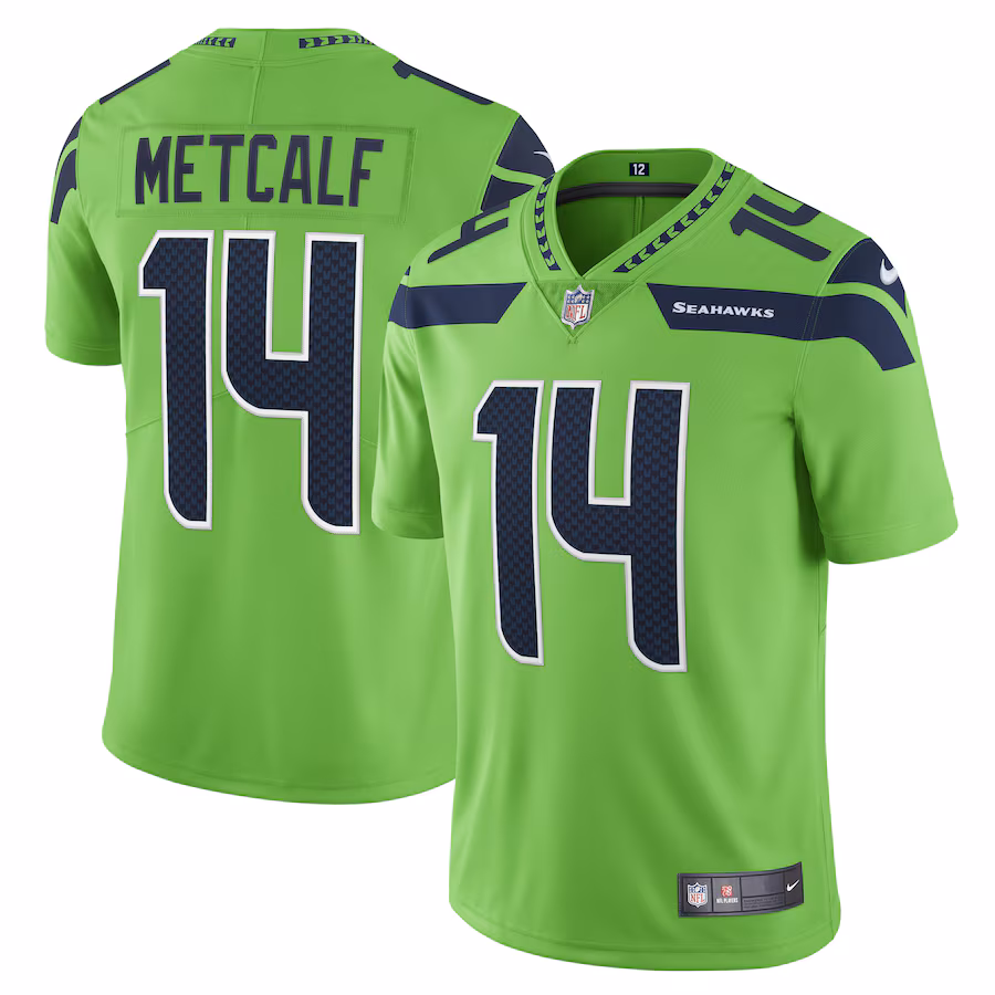 Men's Seattle Seahawks DK Metcalf Nike Neon Green Vapor Limited Player Jersey - Puhuasuan