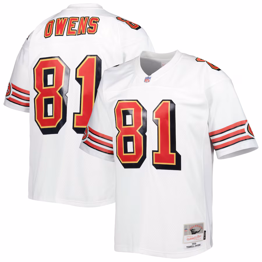 Men's San Francisco 49ers Terrell Owens Mitchell & Ness White Legacy Replica Jersey - Puhuasuan