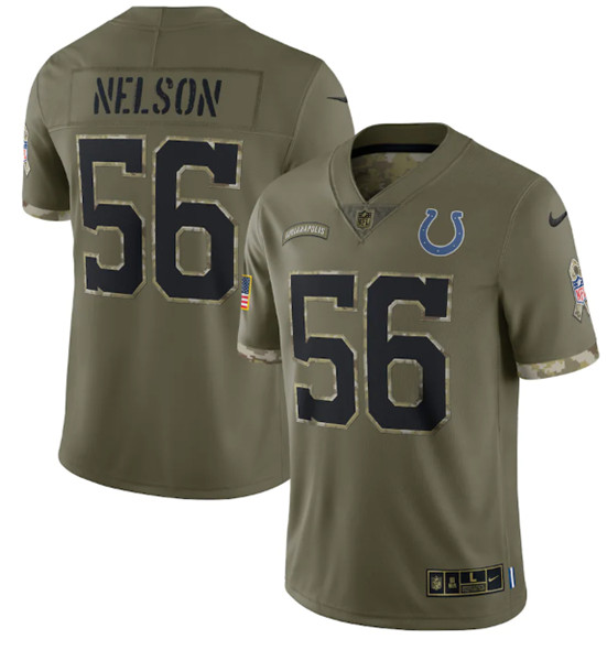 Men's Indianapolis Colts #56 Quenton Nelson 2022 Olive Salute To Service Limited Stitched Jersey - Puhuasuan