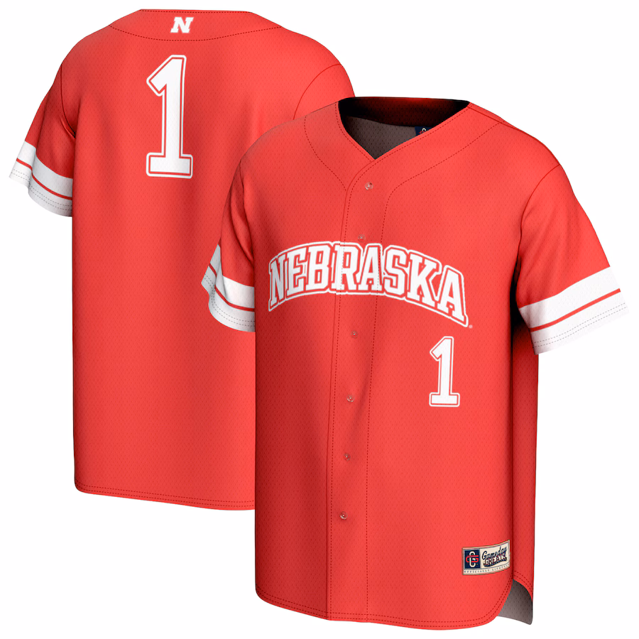 Unisex GameDay Greats #1 Scarlet Nebraska Huskers Lightweight Collegiate Baseball Fashion Jersey - Puhuasuan