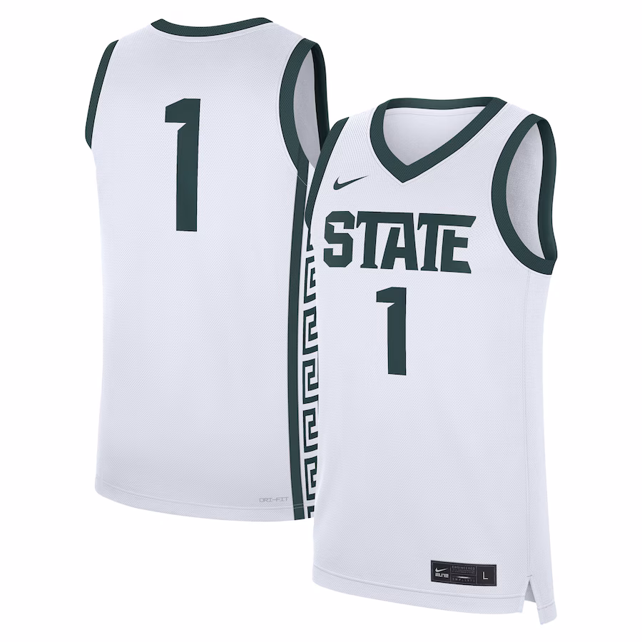 Men's Nike #1 White Michigan State Spartans Home Replica Jersey - Puhuasuan