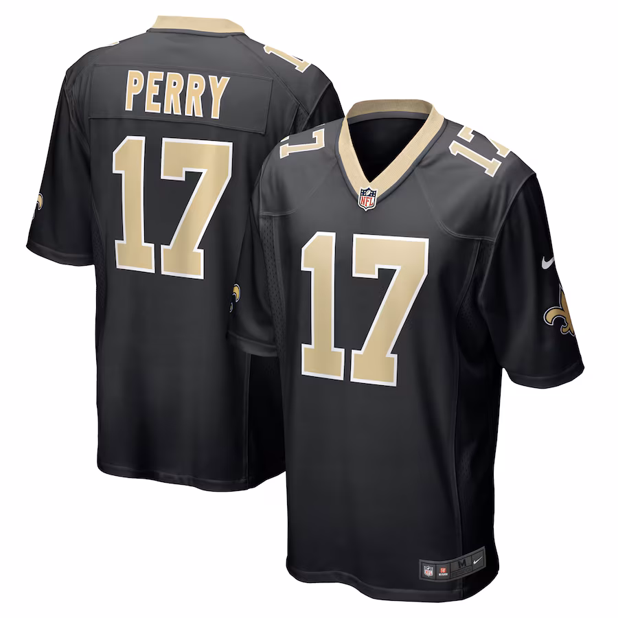 Men's New Orleans Saints A.T. Perry Nike  Black Team Game Jersey - Puhuasuan